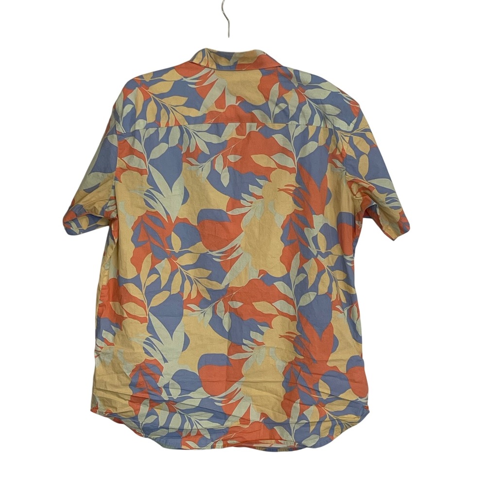 Columbia Mens Large Short Sleeve Tropical Leaf Button Down‎ Shirt Orange - Picture 2 of 7